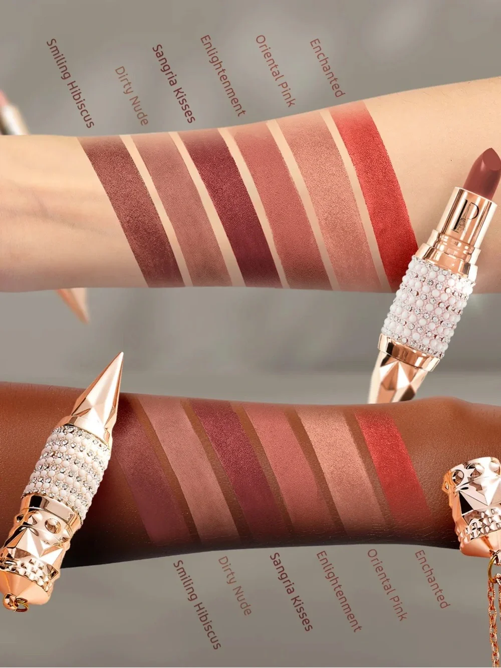 Dirty Nude Lipstick — Nude Pink in Rose Gold Jeweled Case